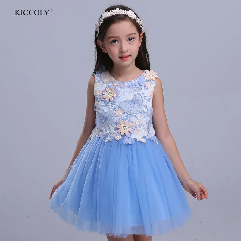 

2017 Brand Summer Girl Dress with 3D Flower Ball Gown Children Wedding Party Dresses Kids Princess Kids Dresses for Girls 3-12T
