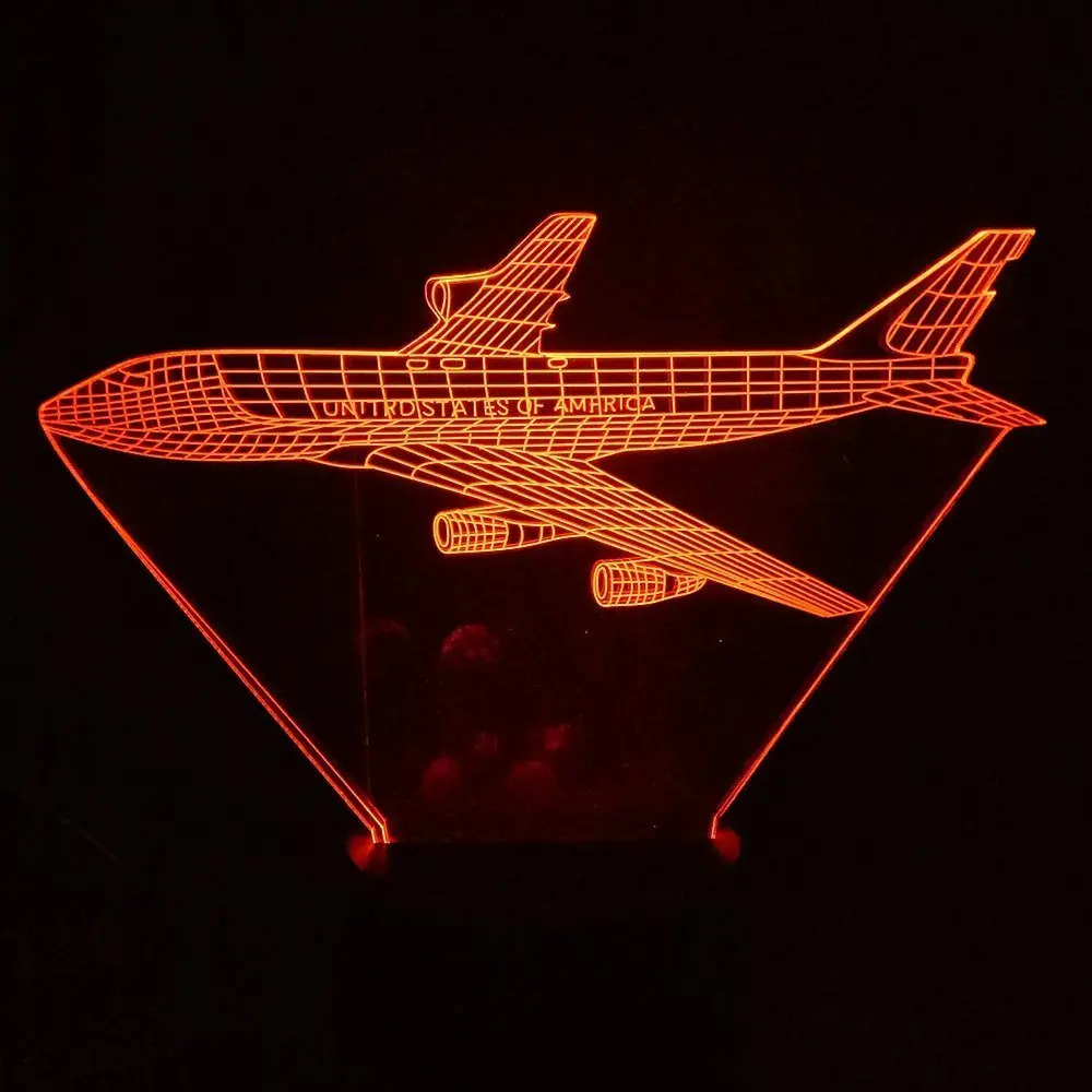 

3D Led Nightlight 7 Color Gradual Change Aviation Aircraft Modeling Home Decor Atmosphere Desk Lamp Airplane Light Fixture Gifts