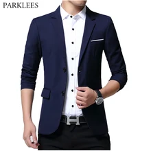 Мужской приталенный элегантный пиджак, брендовый однобортный пиджак на двух пуговицах, вечерние, деловой, деловой, мужской пиджак, Мужской Блейзер, Homme