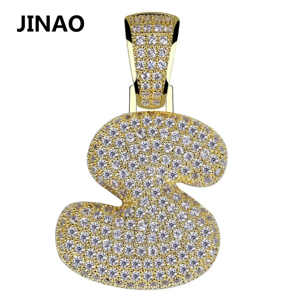 JINAO хип-хоп Iced Out Costom Bubble буквы кулон ожерелье микро проложить AAA+ Циркон с веревкой Чиан и теннисная цепь DIY ювелирные изделия