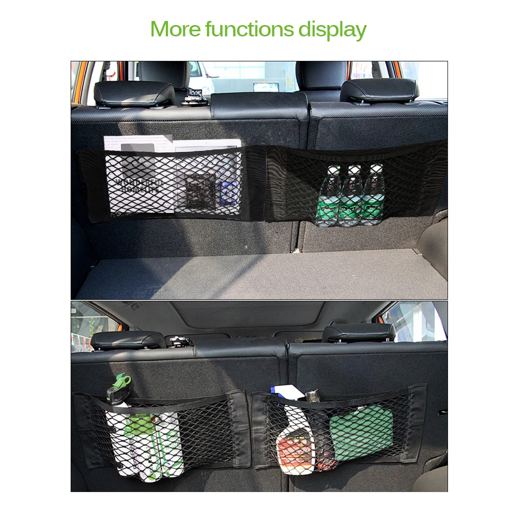 Onever Автомобильный багажник сетчатый мешок для хранения сзади эластичный карман органайзер Волшебная клейкая лента стильный держатель для багажа карманная наклейка
