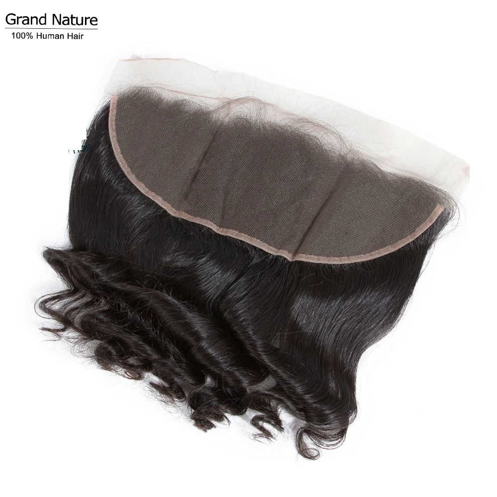 Grand nature 13x4 Lace Frontal Closure Brazilian Loose Wave human Hair extensions Preplucked Ear To Ear With Frontal Closure