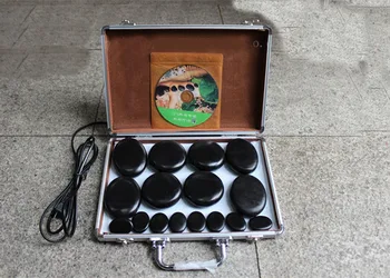 

Quality 16 pcs acupuncture massage stone cold-hot spa energy stone with thermostat heater volcanic energy stone