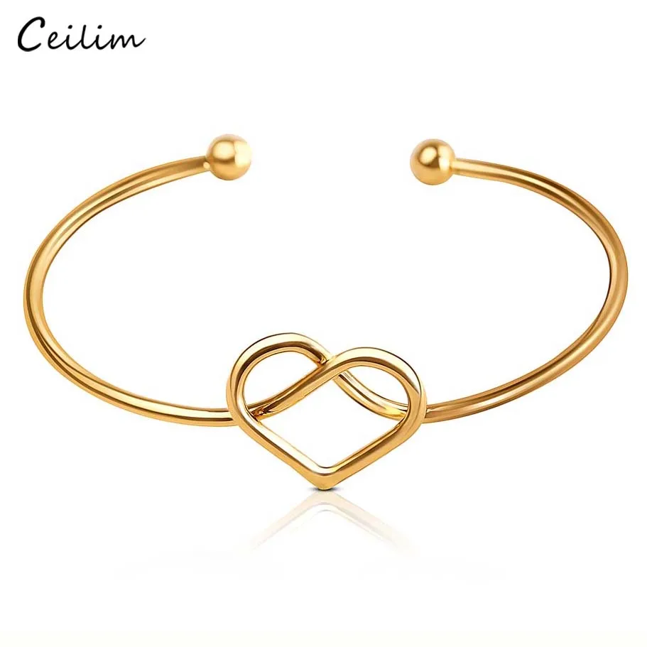 2021 New Heart Bangles for Women Fashion Gold Color Adjustable Open Love Cuff Bracelet Designer Jewelry Valentine's Day Gift | Украшения
