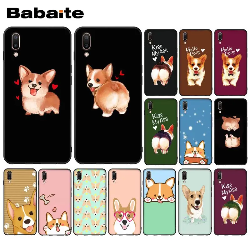 

Babaite Cute Corgi cartoon Dog Smart Cover Black Soft Shell Phone Case for ViVo X 23 X 21 X 21 UD X9 X9S X9S Plus Mobile Cases