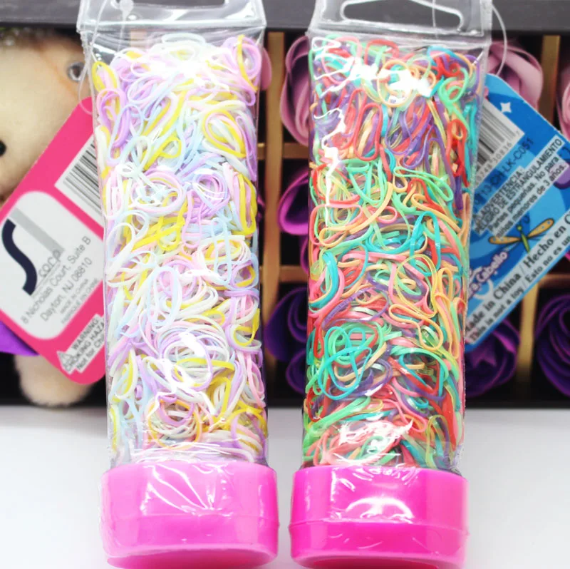 

1000 pcs/lot one-off elastic bands toothpaste shape package colorful TPR ponyholders for girls' hair accessories