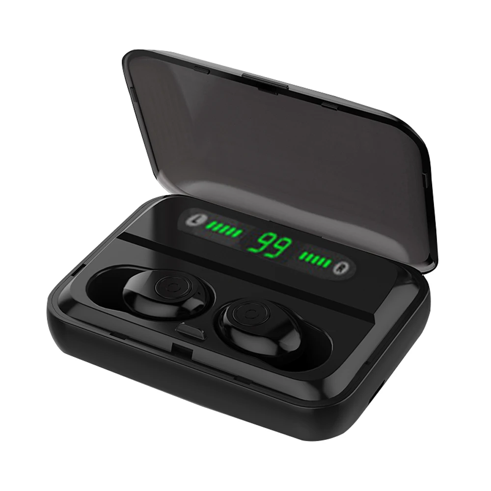  TWS Bluetooth 5.0 Earphone LED Display Wireless Bluetooth Stereo Earphones 1200mah Power Bank Hands