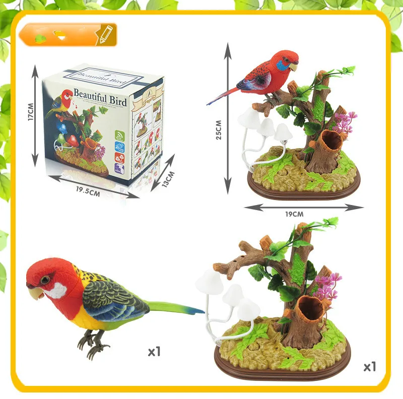 3D приколами Шутки игрушка голосовой птица детская игрушка электрическая птица моделирование может Танцы и пение попугаи украшения книги