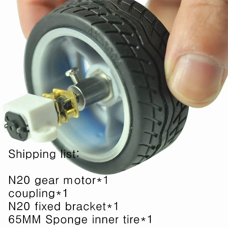 

N20 DC Gear motor smart car suit: N20 + 65MM wheel + coupling + fixed bracket