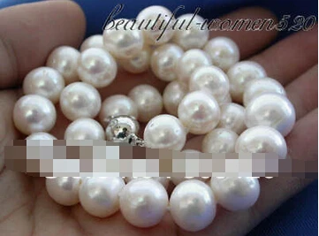 

Free shipping >>@ 993 HUGE 17"10- 11mm white round CULTURED PEARL necklace