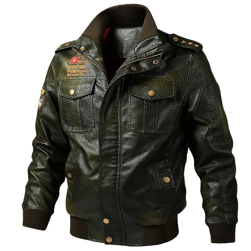 Новая кожаная куртка мужская повседневная винтажная куртка-бомбер мужская s с несколькими карманами Байкерская мотоциклетная PU кожаная куртка размера плюс 5XL 6XL