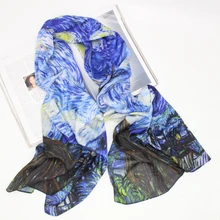 Итальянский модный женский дизайнерский шелковый шарф климтван Гог с цифровой росписью шали из фуляра бандана женские шарфы LL190202