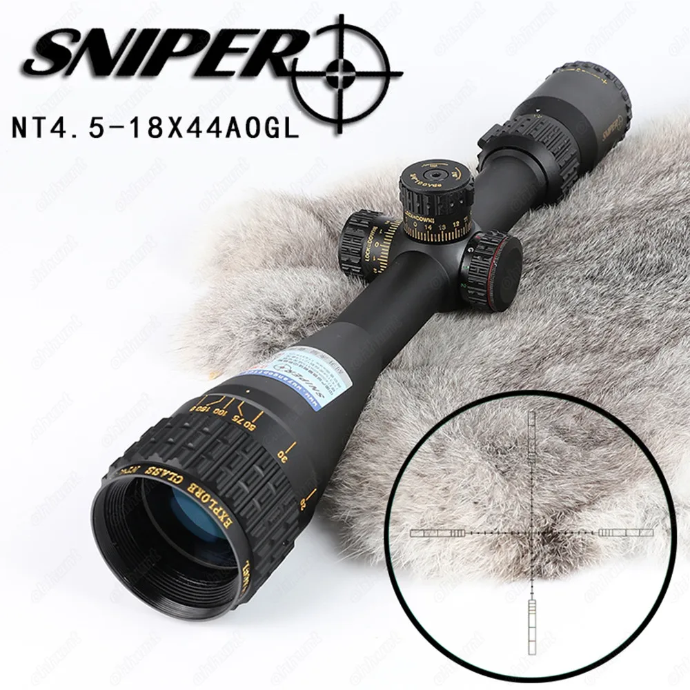 SNIPER NT 4,5-18X44 AOGL охотничьи оптические прицелы тактический оптический прицел полноразмерный стеклянный гравированный прицел с подсветкой RGB