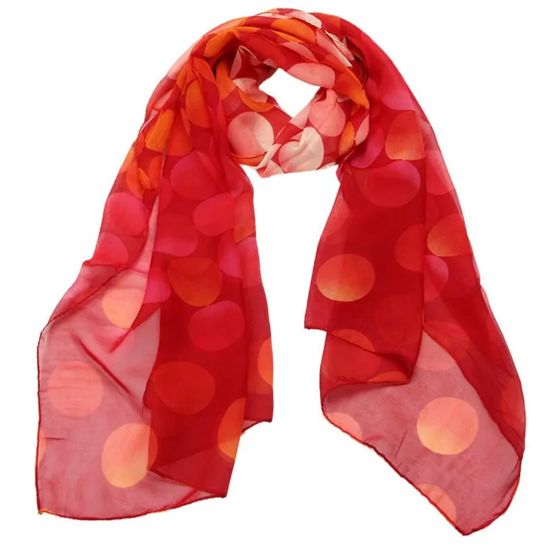 

Women Shawl Chiffon Dot Rectangle watermelon red Scarf Scarves Sun Protection Gauze Kerchief 17Oct7