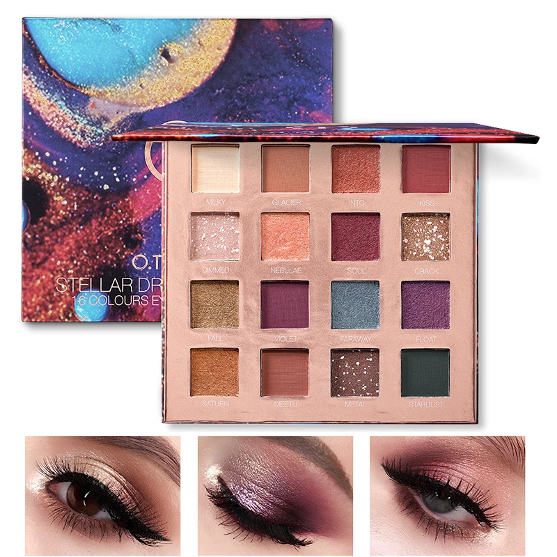 

O.TWO.O 16 Colors Stellar Romance Eyeshadow Palette Charming Pigment Eye Shadow Matte Shimmer Glitter Eyes Powder Lasting Makeup