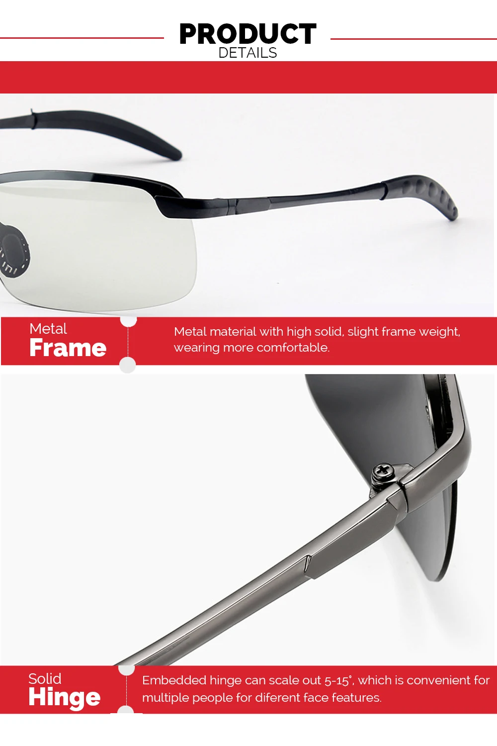 PHOTOCHROMIC SUNGLASSES WITH POLARIZED LENS - DRIVER AND FISHING GLASSES