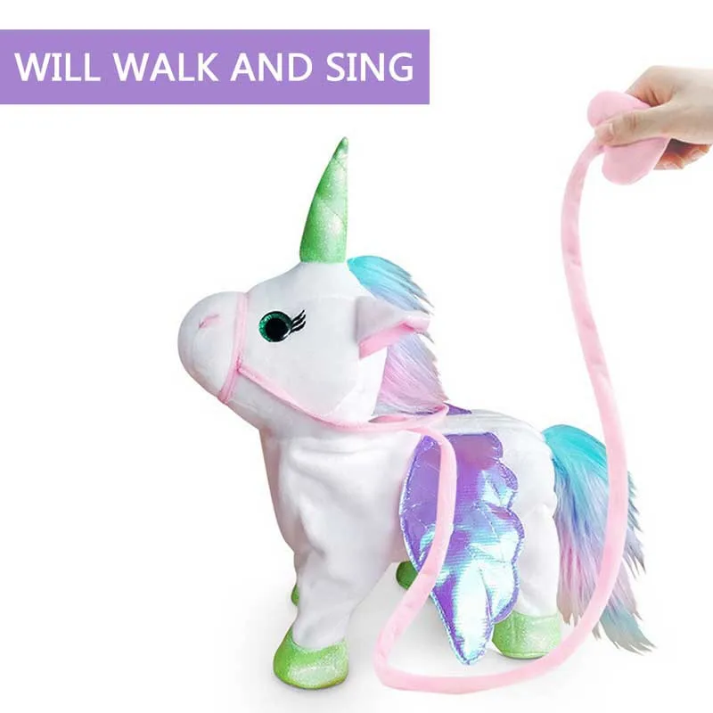 Brinquedo de Pelúcia Eletrônica para Crianças Presentes de Natal Elétrica Andando Unicórnio Música Falando Boneca 33cm 6 brinquedo de pelúcia música eletrônica para crianças