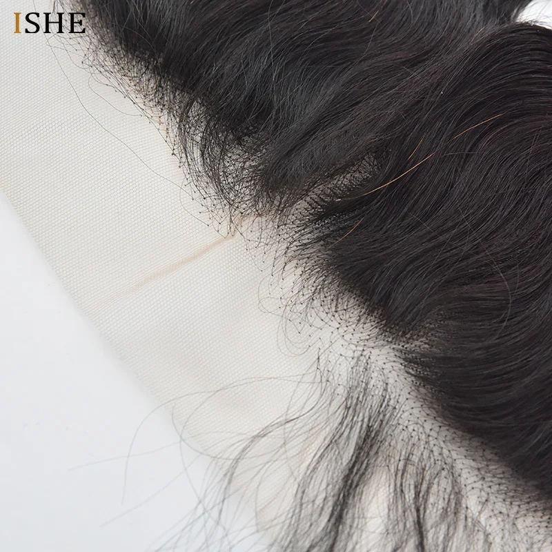 ISHE волосы бразильские объемные волнистые 3 пучка с прозрачной фронтальной Человеческие волосы remy переплетения пучки 13x4 кружева фронтальные с пучками