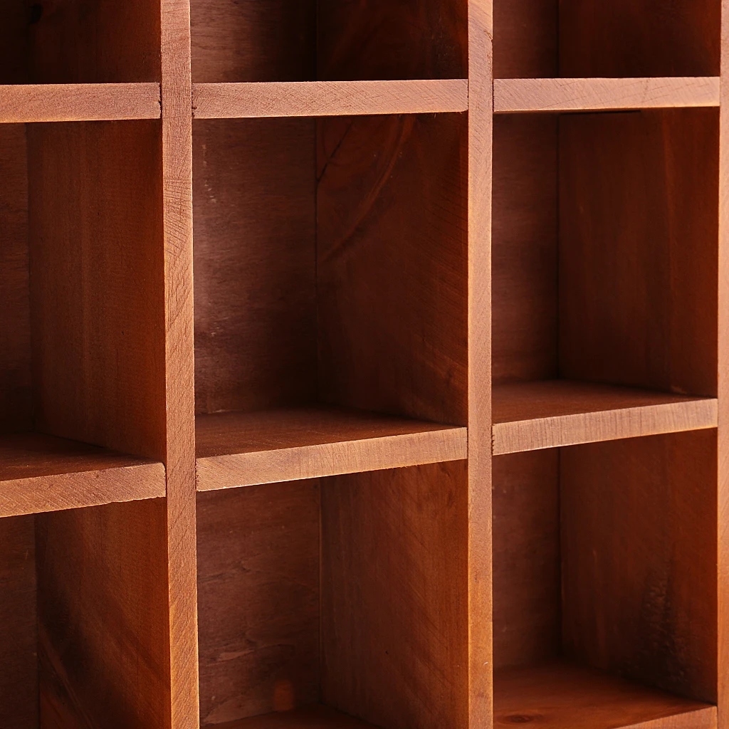 Wooden Home Organizer 16 Grids Wall Shelf for Cellection Gadget Display Case
