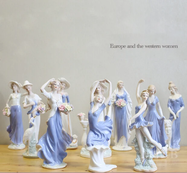 Европейские статуэтки для красоты, художественные поделки для гостиной, кофейного бара, украшение для дома, керамическая статуя леди, Современный Свадебный декор