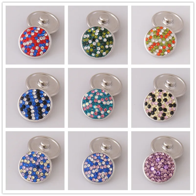 

Hot sale high Quality Charming Colorful spots rhinestone 18MM charm snap buttons for DIY snap jewelry wholesale