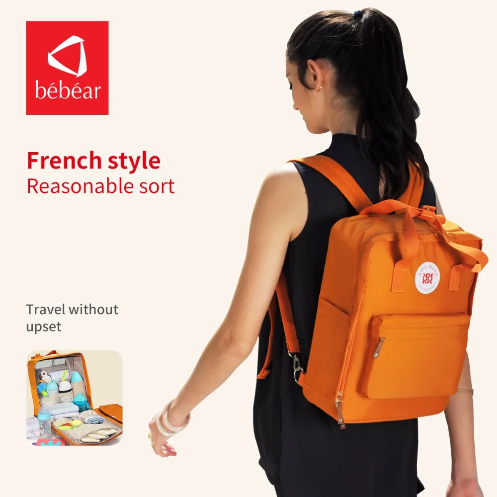 

2018 Bebear Diaper Bag with Fashion style backpack floral Baby Nappy Bag Travel Mather Bags Ladies Handbag wet bag