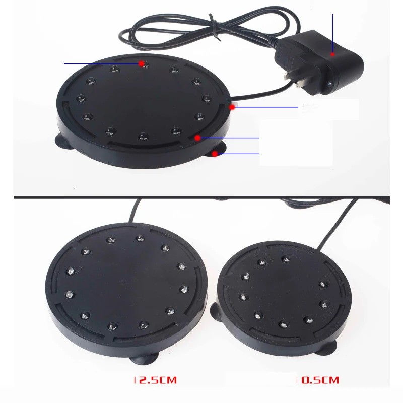 220 В 12 Светодиодный подводный светильник, водонепроницаемый, интеллектуальный, автоматический светильник для аквариума с изменением цвета, с эффектом оксигенации, диаметр 12,5 см