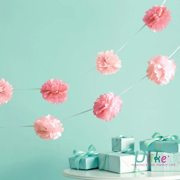 Free Shipping 9pcs String 3 5m 50strings Mixed Pom Pom Decoration