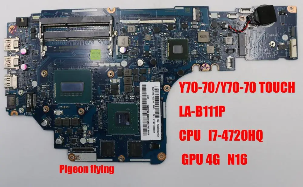 Greatest  LA-B111P for lenovo Y70-70/y70-70touch laptop motherboard CPU I7-4720HQ 4GB N16 GPU FRU 5B20H22952 