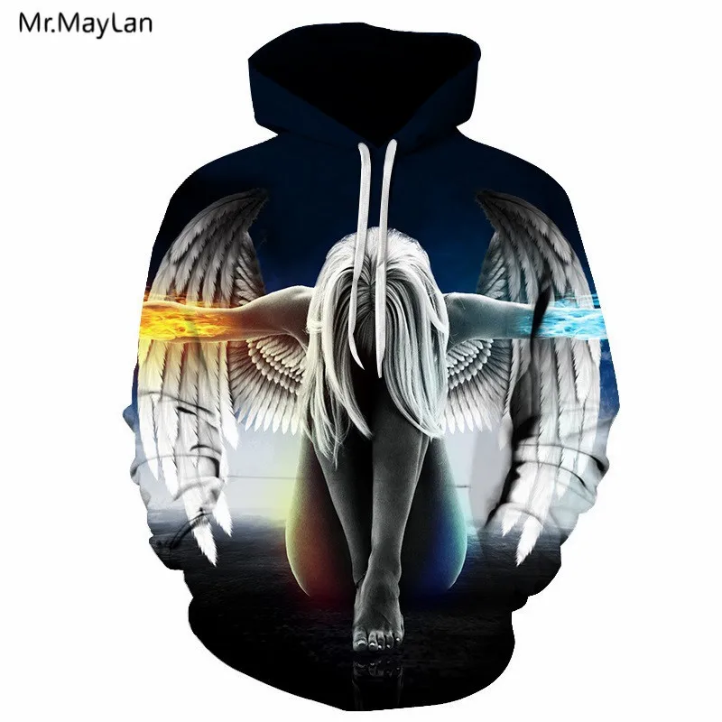 

Mr.MayLan 2018 Hot Brand Sweatshirts Men/women 3D Sweatshirts Print Angel Hoodies Harajuku Printed Fashion Pullover Tops Hoody