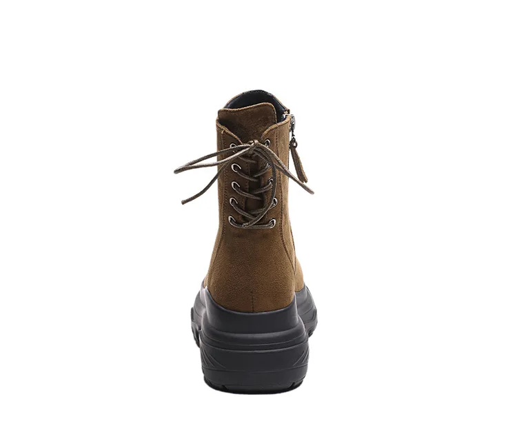 Gtime/Ботинки martin; женские осенне-зимние Бархатные ботинки в стиле ретро на шнуровке сзади; женская теплая зимняя повседневная обувь на платформе; SE028 - Цвет: brown