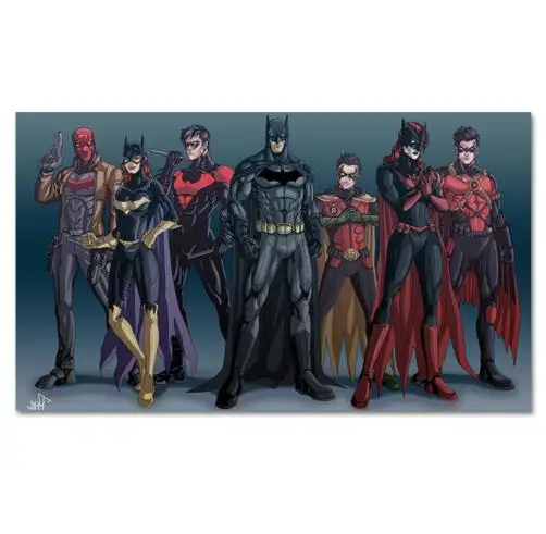 

Comics Batman Robin Superheroes Canvas Picture Batgirl Batwoman Red Hood Nightwing Poster Prints Cartoon Artwork Kids Room