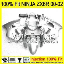 8Gifts Injection mold Body For KAWASAKI NINJA ZX-6R 00-02 1HM137 ZX 6R ZX6R 00 01 02 ZX636 2000 2001 2002 Fairing gloss silver
