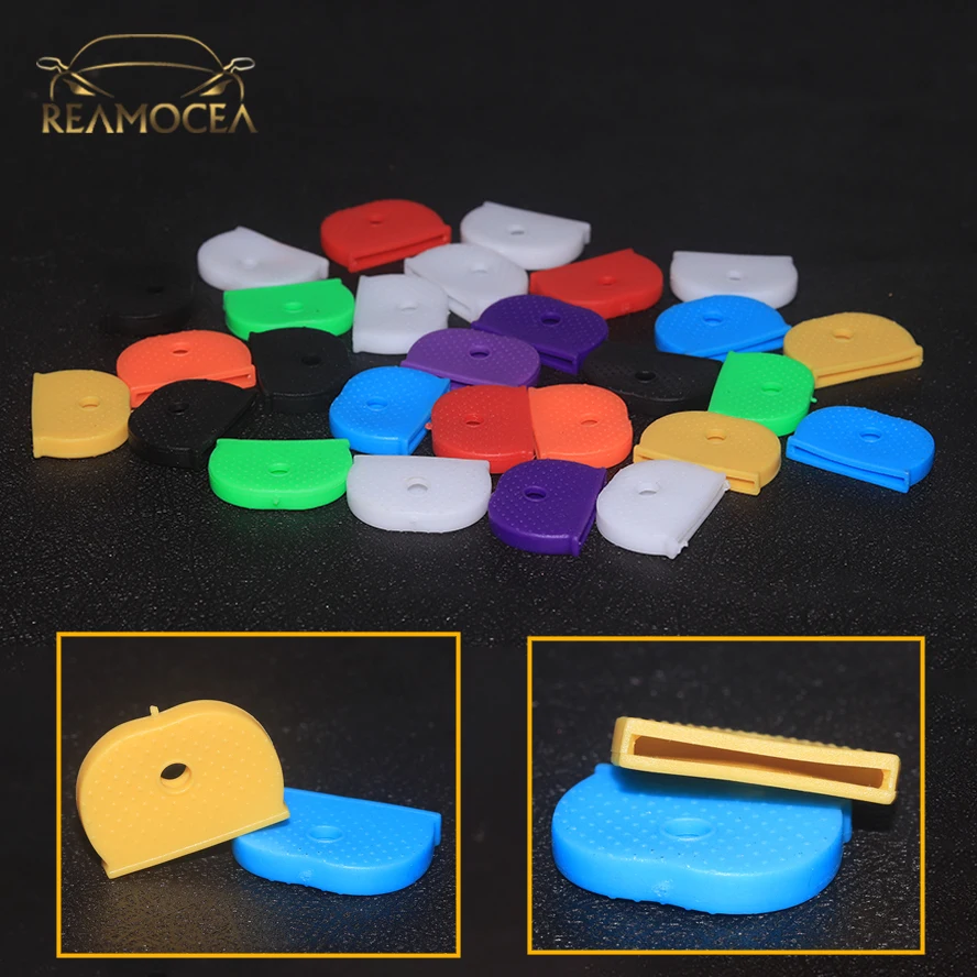 

Reamocea 32Pcs Mixed Color Silicone Key Ring Hollow Caps Covers Keychain Identifier Car Motorcycle Bicycle Identification Tag