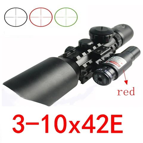 

New TacticalHunting Accurate 3-10x42 Compact Riflescope Rifle Scope+redlaser, R/GIllum. Mil-Dot Reticle