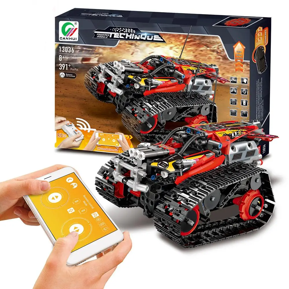 

DIY Assembled Electric Crawler Stunt Racing Toy 2.4G APP Remote Control Assembling Building Blocks Toys