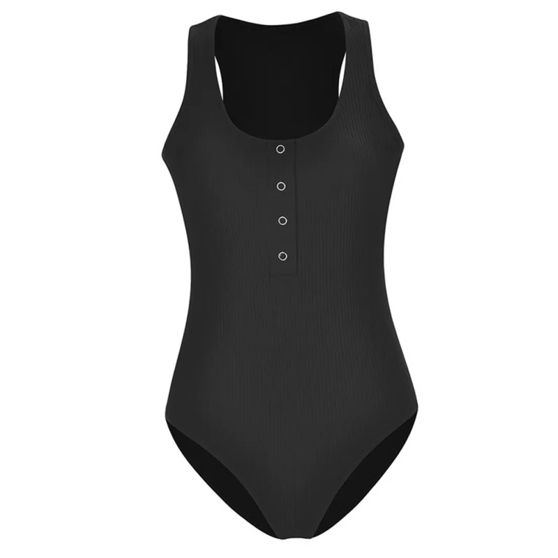 Summer Casual Sleeveless Women Bodysuit 2019 Fashion Skinny Playsuit Female Solid Color Button Jumpsuit Female Romper Summer Casual Sleeveless Women Bodysuit 2019 Fashion Skinny Playsuit Female Solid Color Button Jumpsuit Female Romper