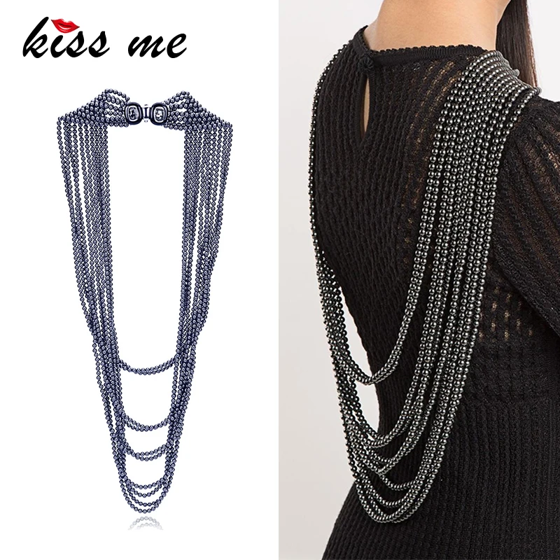 Женское ожерелье с искусственным жемчугом KISS ME роскошное вечернее макси