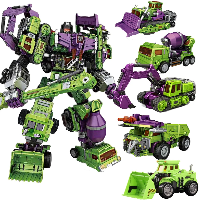 

6 IN 1 NBK KO Devastator Transformation Action Figure Toys Boy GT Engineering Excavator Crane Hook Combiner Model kid Adult Toy