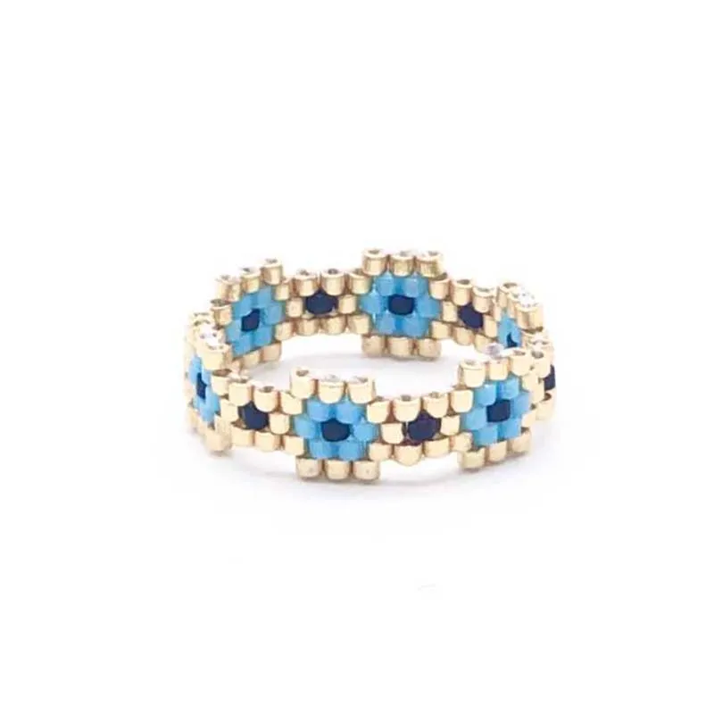 

Shinus Wholesale 10pcs/lot Miyuki Rings Turkish Evil Eye Rings For Women Miyuki Beads Joyeria Beadwork Beautiful Summer Bijoux