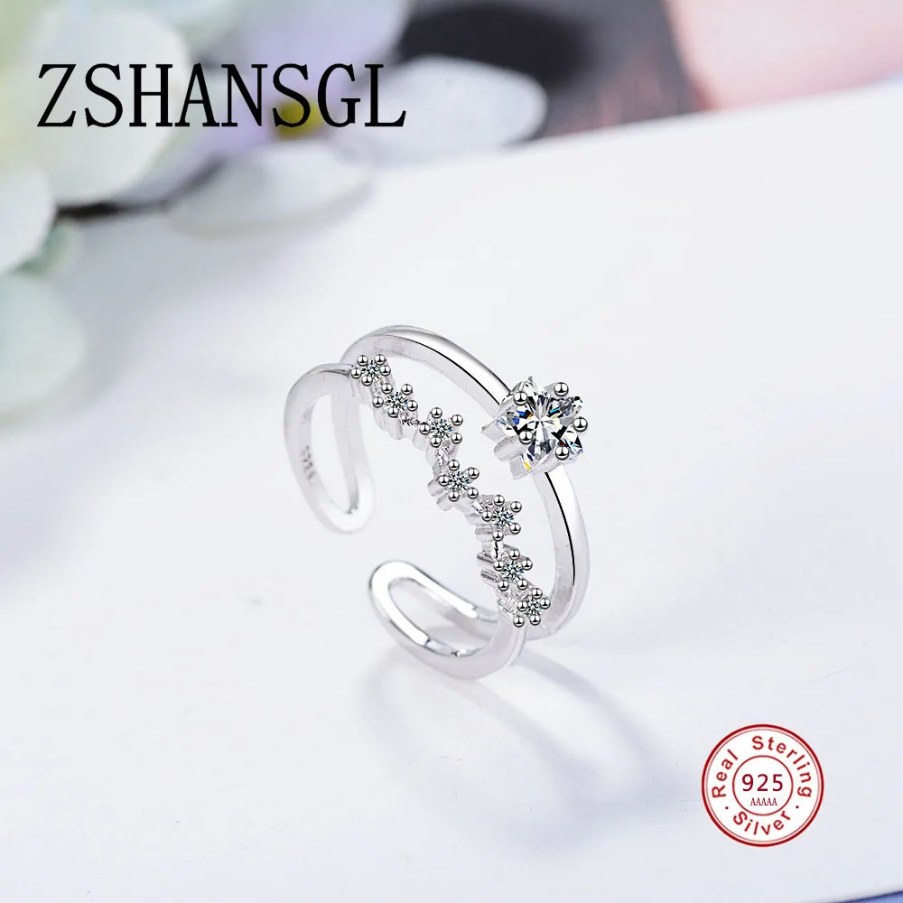 

Romatic Sparkling CZ Double Open Rings for Women Jewelry Anniversary Gift 925 Sterling Silver Anel bagues femme Ring Bijoux