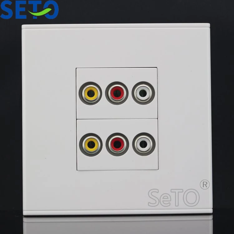 SeTo 86 Type Dual Ports RCA AV Audio Connector Panel Wall Plate Socket Keystone Faceplate | Обустройство дома