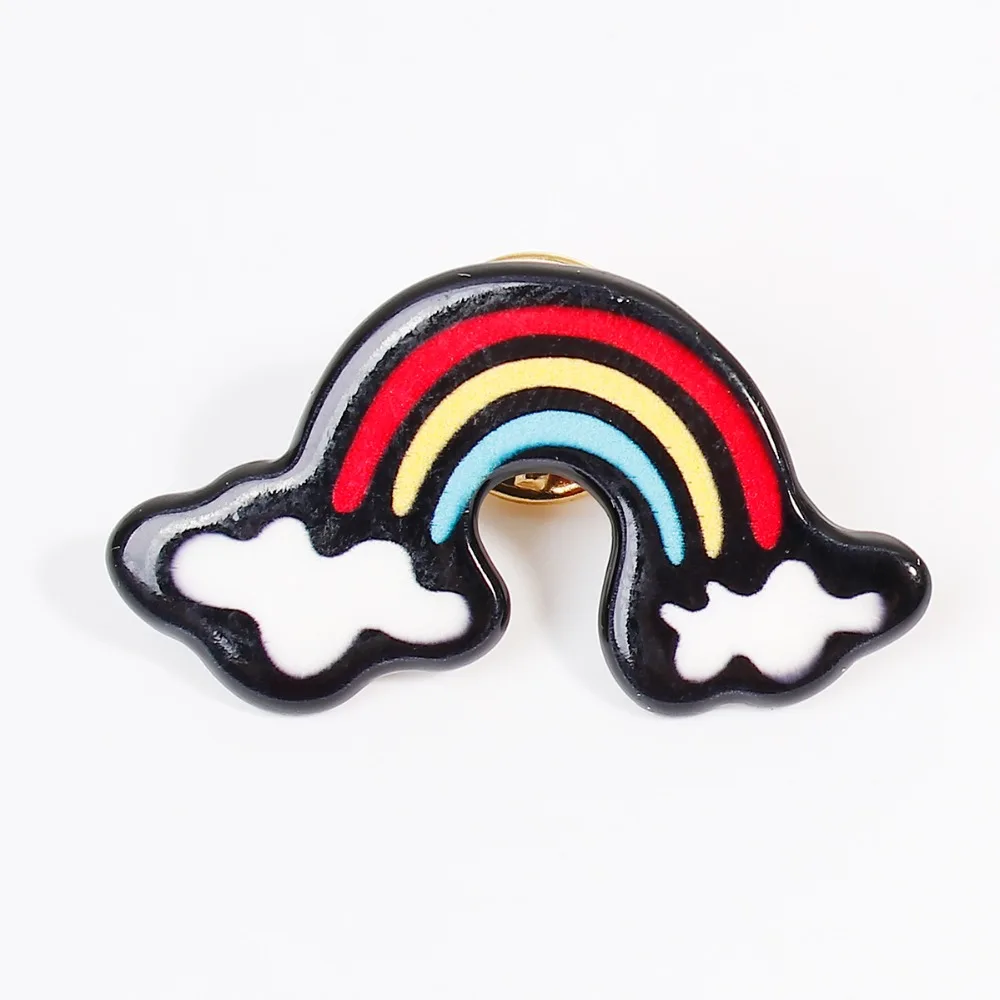 

DoreenBeads Tie Tac Lapel Pin Brooches Rainbow Cloud Multicolor Enamel Badges 3.6cm x2cm 1PC