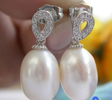 

FREE SHIPPING>>> free shipping 13378 tear white freshwater pearl gemmy zircon dangle earring