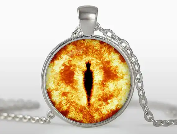 Evil Eyes Necklace Eye Of Sauron Pendant Silver Chain Glass