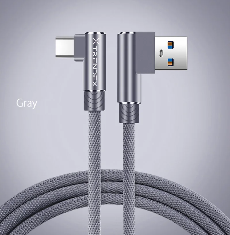 2 м/6,6 фута 90 градусов L Дизайн usb type-C быстрая зарядная зарядка зарядное устройство кабель синхронизации данных Шнур для sony Xperia 1 10 Plus XZ3 XZ2 XA2 - Цвет: Gray