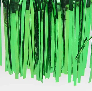 92*245 см металлический Фольга Шторы свадебный фон День рождения украшения детский праздничный костюм поставки гирлянды с кисточками Mariage Декор - Цвет: Green