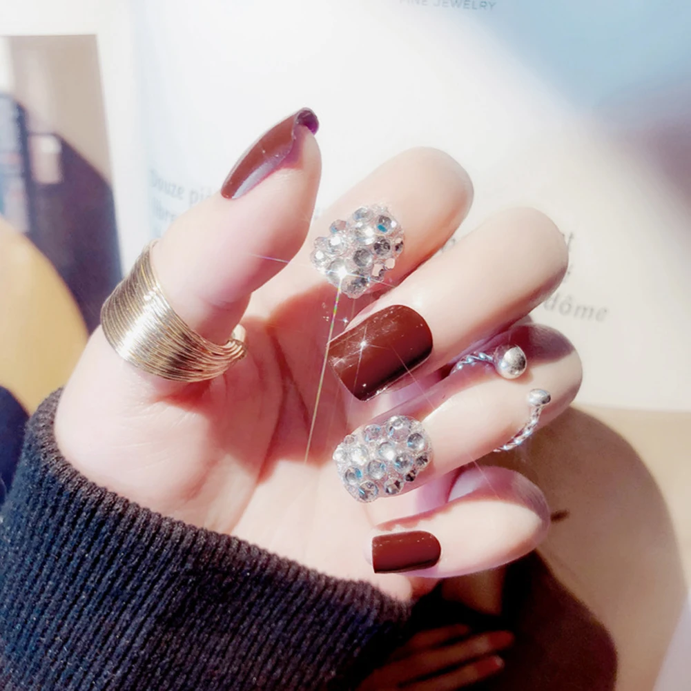 

24pcs Nail Art Manicure Matte Tips Glitter Nude for False Nails Fake Nails Forms for Extension Manicure Art for False Nails