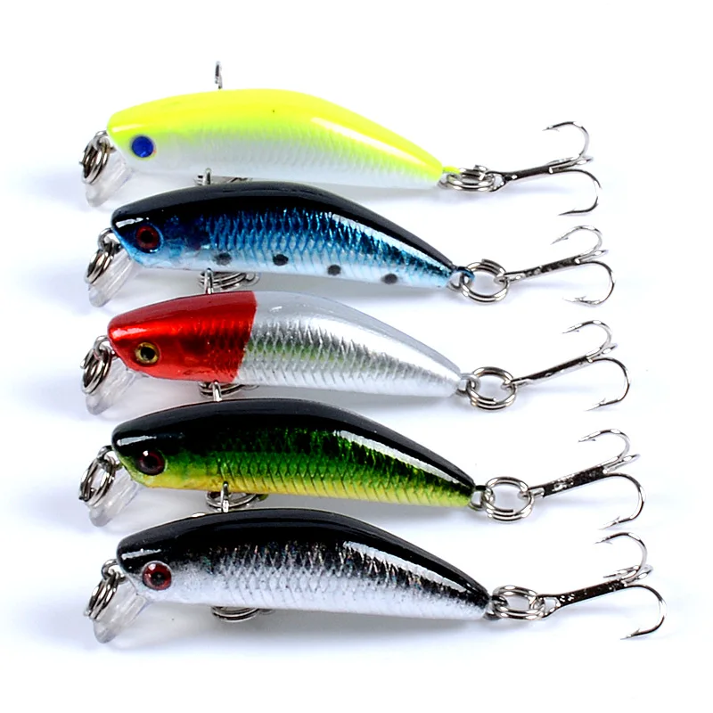 

fake bait 5-color Minnow4.5cm/2.8g artificial plastic hard bait 3D bionic eye fishing lure set outdoor fishing tackle lures