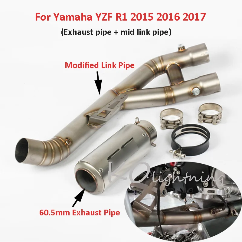 

Slip on YZF R1 Motorcycle Full Exhaust System Tip Muffler Escape Tip Connector Link Pipe for Yamaha YZF R1 2015-2019